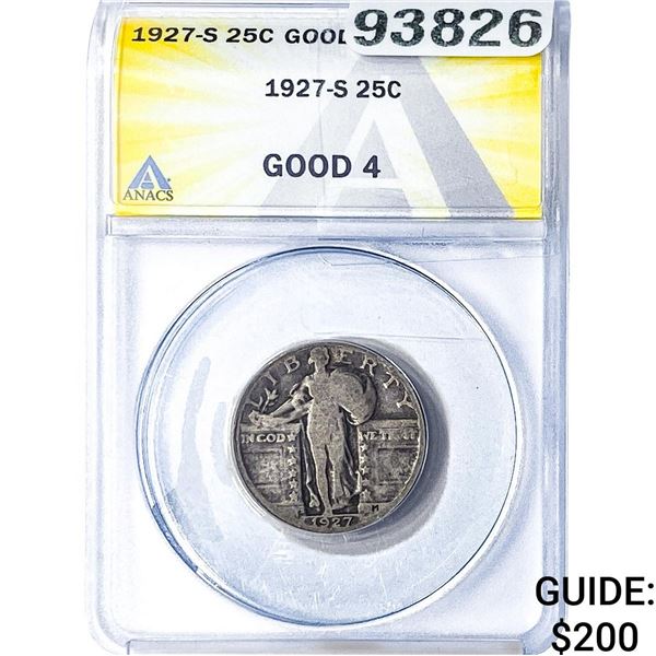 1927-S Standing Liberty Quarter ANACS G4