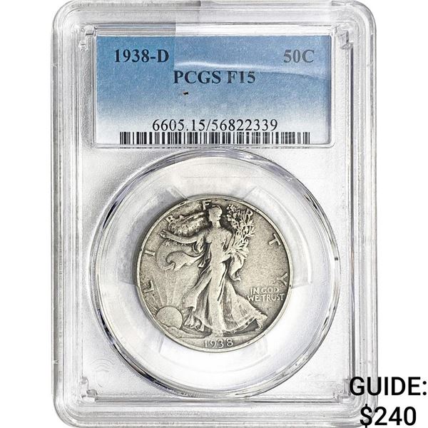 1938-D Walking Liberty Half Dollar PCGS F15