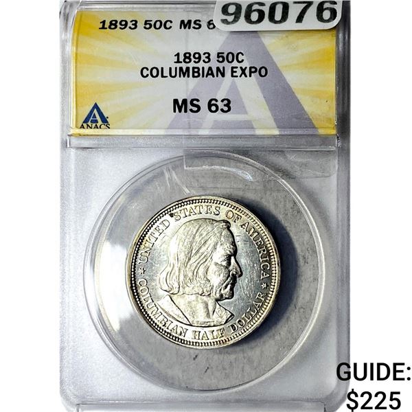 1893 Columbian Expo Half Dollar ANACS MS63