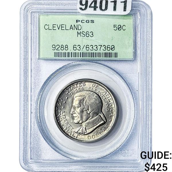 1936 Cleveland Half Dollar PCGS MS63