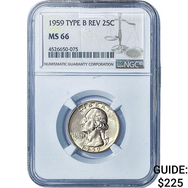 1959 Washington Silver Quarter NGC MS66 Type B Rev.