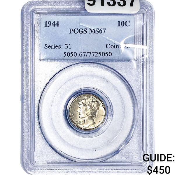 1944 Mercury Silver Dime PCGS MS67