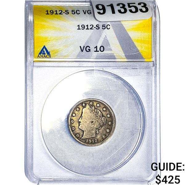 1912-S Liberty Victory Nickel ANACS VG10