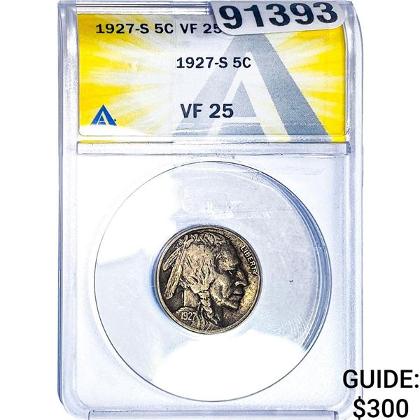 1927-S Buffalo Nickel ANACS VF25
