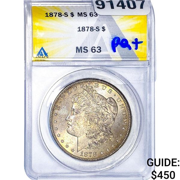 1878-S Morgan Silver Dollar ANACS MS63