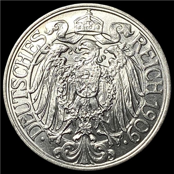 1909A Germany Empire Nickel 25 Pfennig
