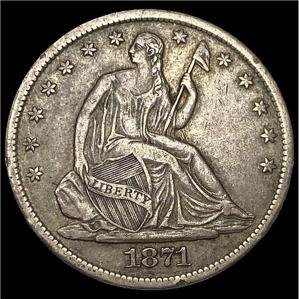 1871-S Silver Seated Liberty Half Dollar  NEARLY UNCIRCULATED