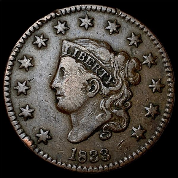 1833 Coronet Head Large Cent LIGHTLY  CIRCULATED