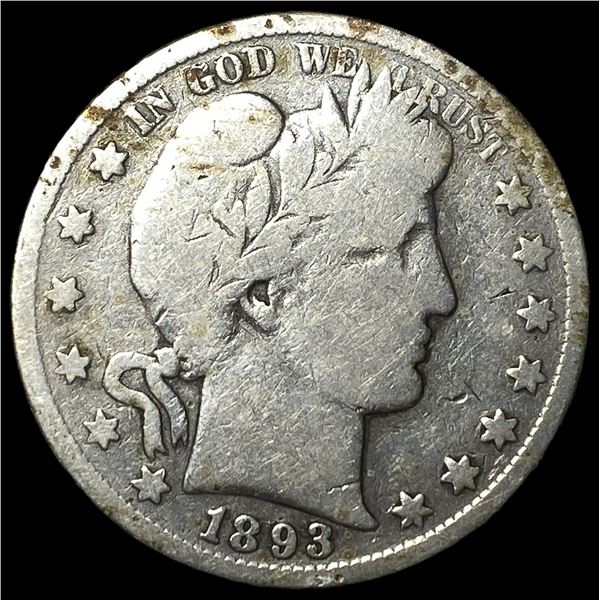 1893-S Silver Barber Half Dollar LIGHTLY  CIRCULATED