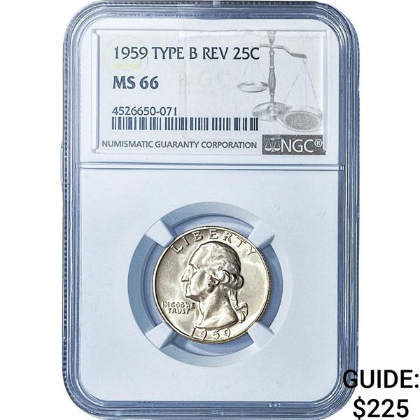 1959 Washington Silver Quarter NGC MS66 Type B Rev.