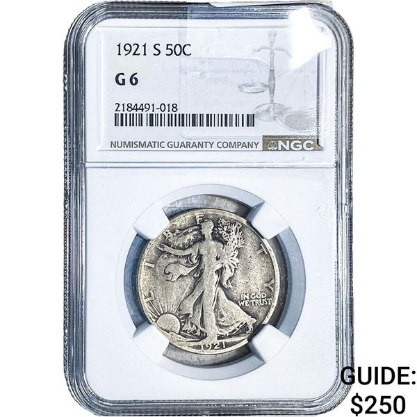 1921-S Walking Liberty Half Dollar NGC G6