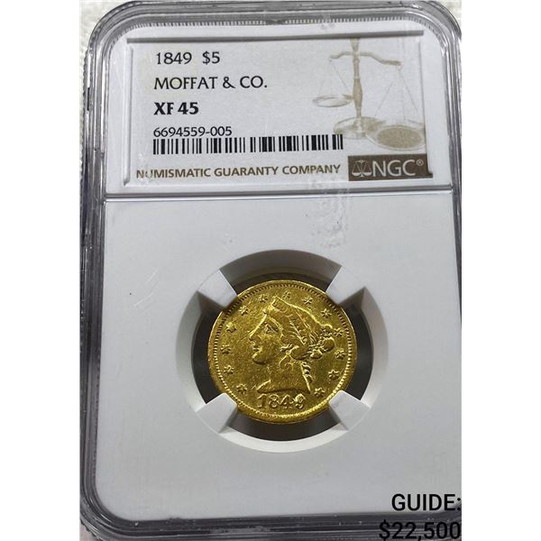 1849 Gold $5 Half Eagle Moffat & Co. NGC XF45