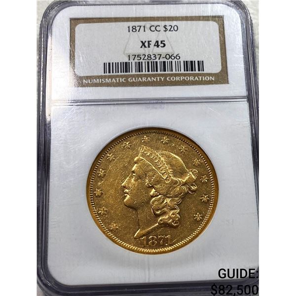 1871-CC Gold $20 Double Eagle NGC XF45