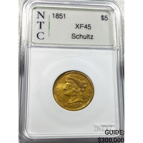 1851 Gold $5 Half Eagle Schultz NTC XF45