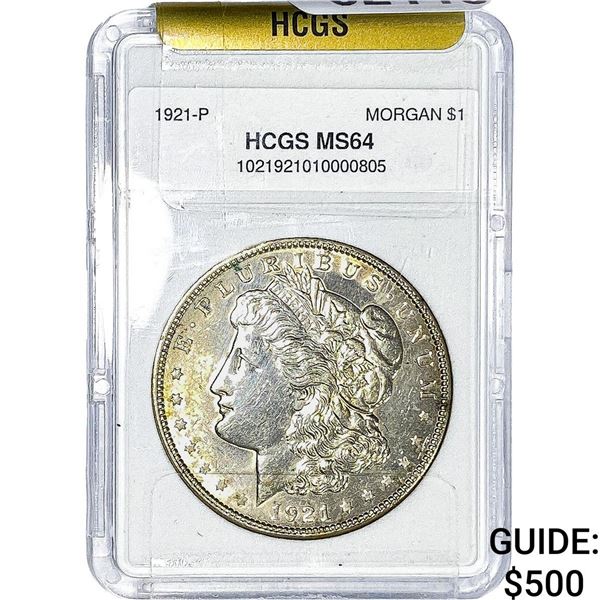 1921 Morgan Silver Dollar HCGS MS64
