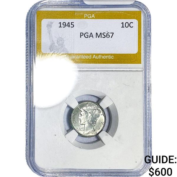 1945 Mercury Silver Dime PGA MS67