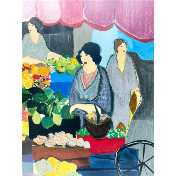 Itzchak Tarkay (Israeli, 1935-2012), Flower Market, Signed Serigraph