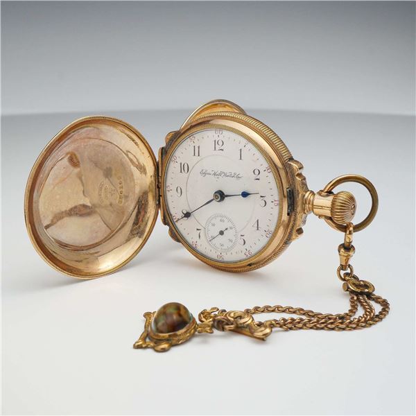 Elgin National Watch Co. 10K Gold Hunting Case Pocket Watch and Fob Chain