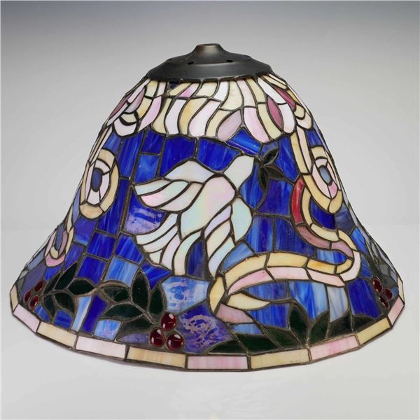 Tiffany Style Lamp Shade with Dove and Ribbon Motif