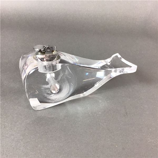 Mid-Century Modern Clear Resin Whale Table Lighter