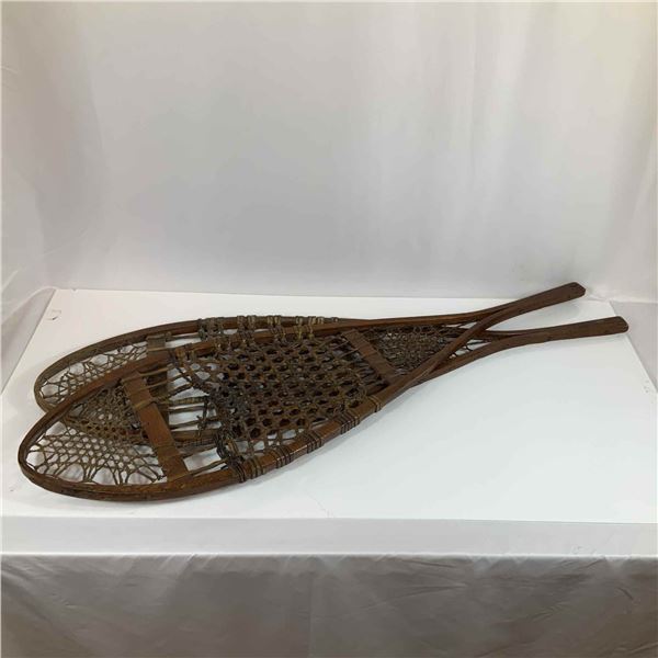 Pair of Vintage Traditional Wooden Snowshoes