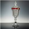 Image 1 : Indiana Glass Diamond Point Ruby Flash Tall Compote Dish with Lid