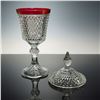 Image 2 : Indiana Glass Diamond Point Ruby Flash Tall Compote Dish with Lid