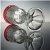 Image 3 : Indiana Glass Diamond Point Ruby Flash Tall Compote Dish with Lid