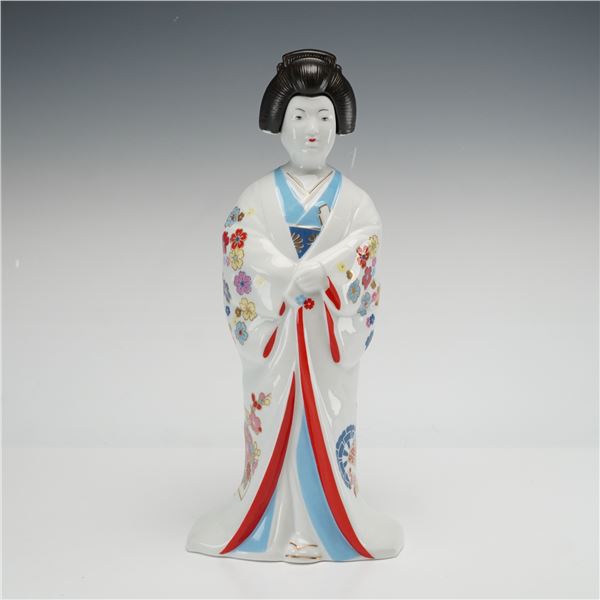 Japanese Porcelain Geisha Sake Decanter Tokkuri with Cork Stopper Hakusen Kiln