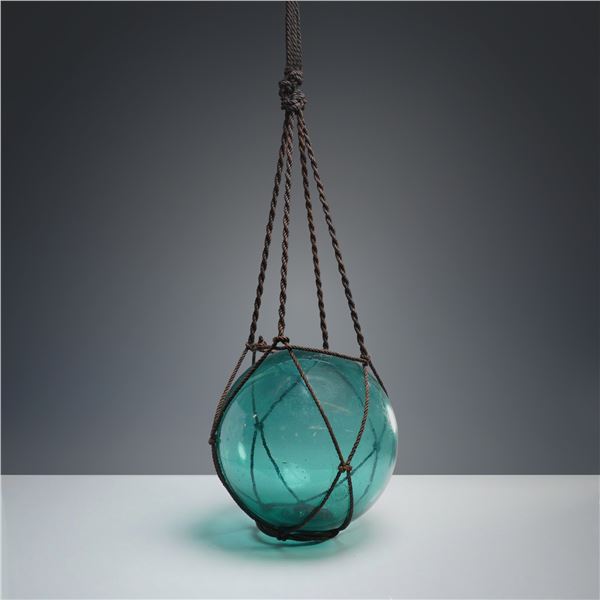 Vintage Japanese Blue Glass Fishing Net Buoy