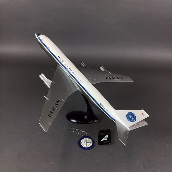 Three-Piece Pan American World Airways Boeing 707-321B Model with Keychain and Pin