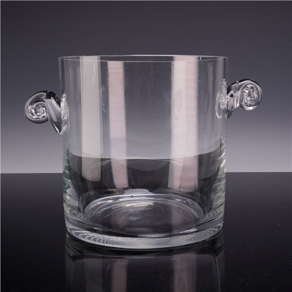Tiffany and Co. Crystal Scroll Handled Ice Bucket