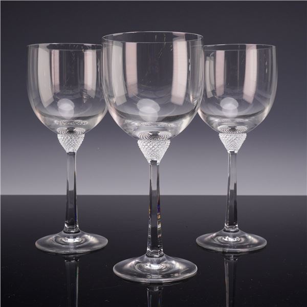 Three Villeroy & Boch Crystal Water Goblets in the Octavie Pattern