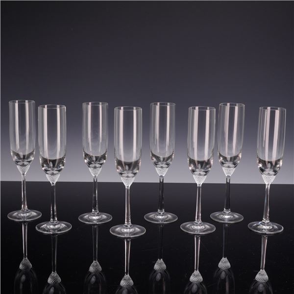 Set of Eight Villeroy & Boch Octavie Crystal Champagne Flutes