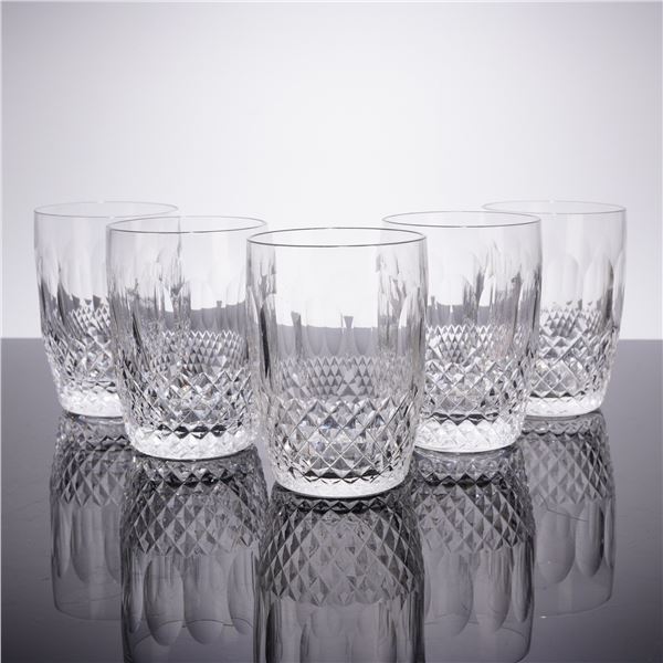 5pc  Waterford Crystal Colleen Pattern Old Fashioned Glasses