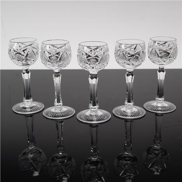 Set of Five Imperial Crystal Cordial Glasses, Avondale
