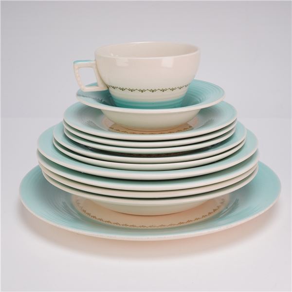 12pc American Limoges China Co. Empress Mist Cotillion Blue Flower Dinnerware