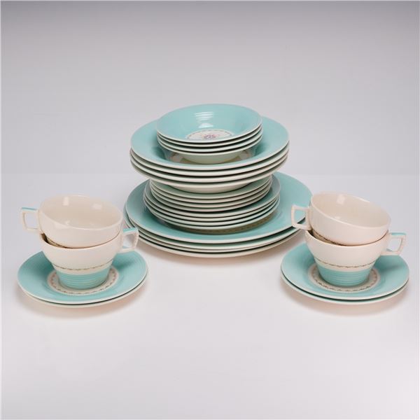 27pc Limoges China Company Cotillion Blue Pattern Blue Flowered China Service for 4