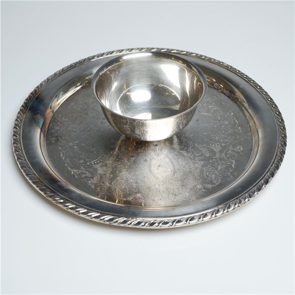 Oneida Silverplated Park Lane Chip and Dip Serving Platter