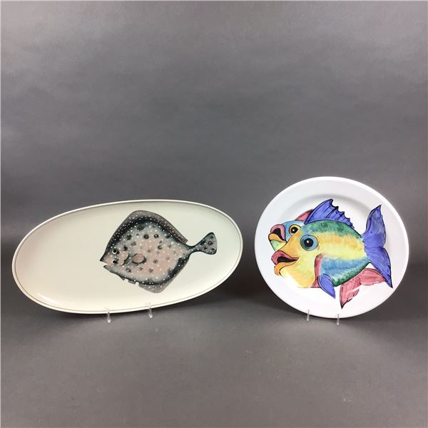 2pc Villeroy and Boch and Michelangelo Raffaello Ceramic Fish Platters
