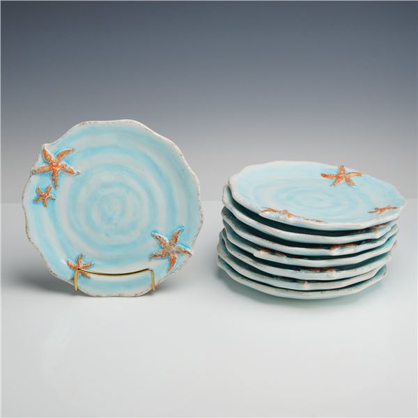 8pc Ambiance Collections Starfish Pattern Ceramic Plates