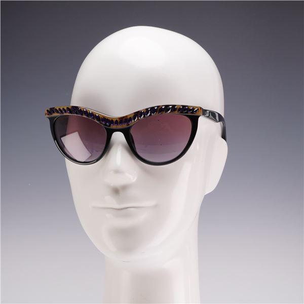 Prada Black with Purple Rhinestone Sunglasses SPR 04P
