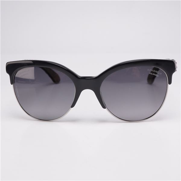 Chanel Polarized Sunglasses 5342-A Black Cat Eye Frames