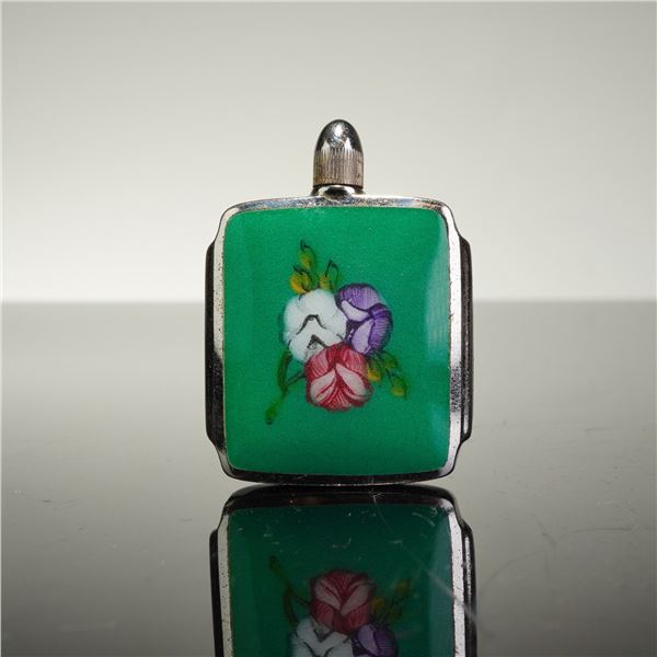 Sterling Silver and Enamel Floral Snuff Bottle
