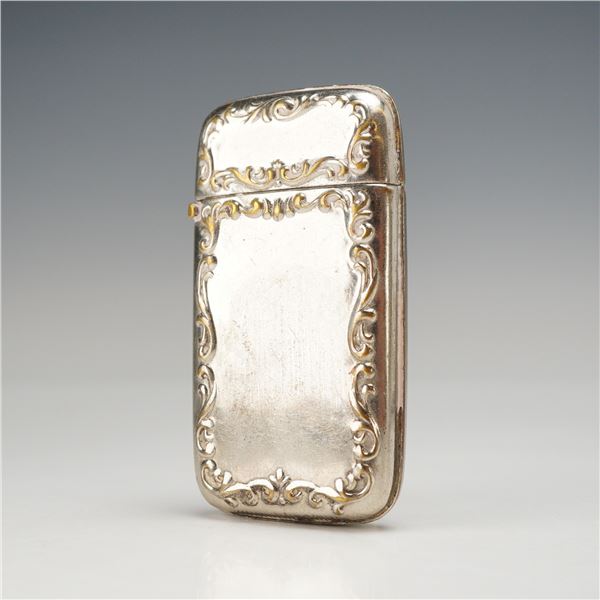 Late Victorian Style Silver-Plated Rococo Revival Vesta Case