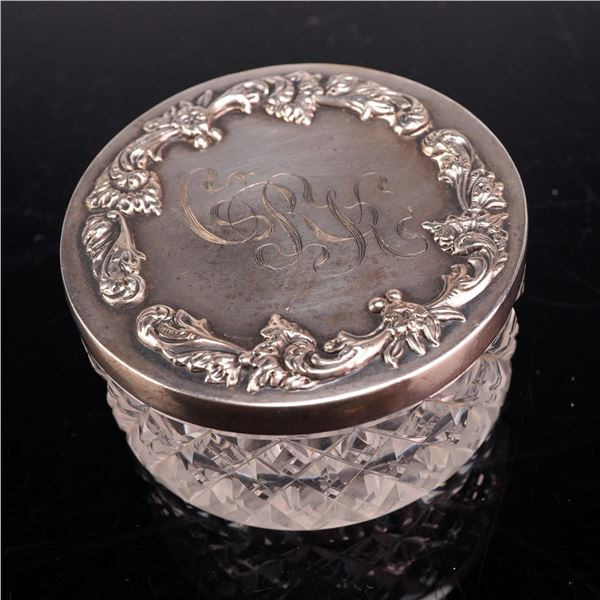 Sterling Silver and Cut Crystal Lidded Dresser Box