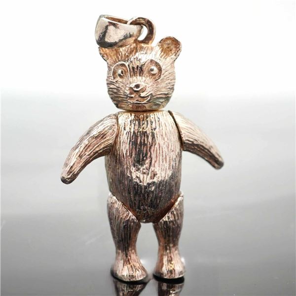 Sterling Silver Articulated Teddy Bear Pendant