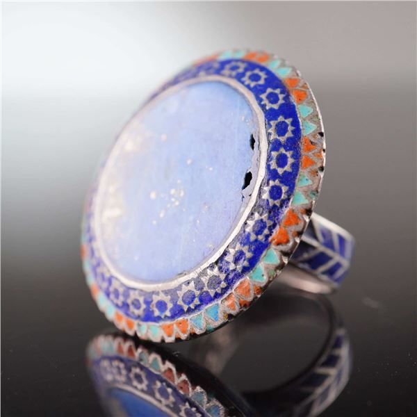 Large Pakistan Lapis Lazuli Statement Ring in the Style of Multan
