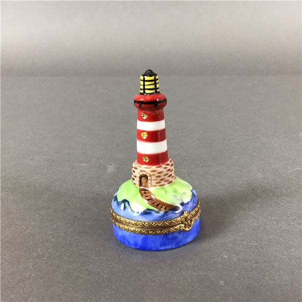 Limoges France Limited Edition Porcelain Lighthouse Trinket Box