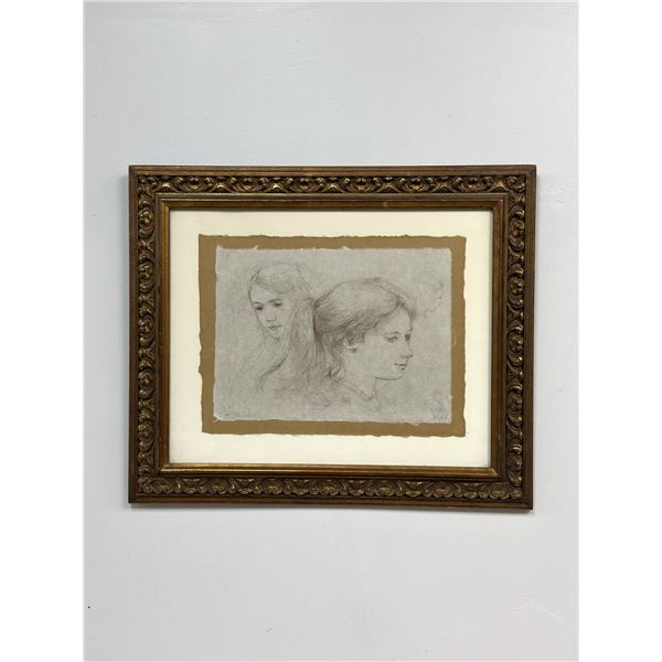 Edna Hibel (American, 1917-2014), Lithograph on Paper, Study of Young Women